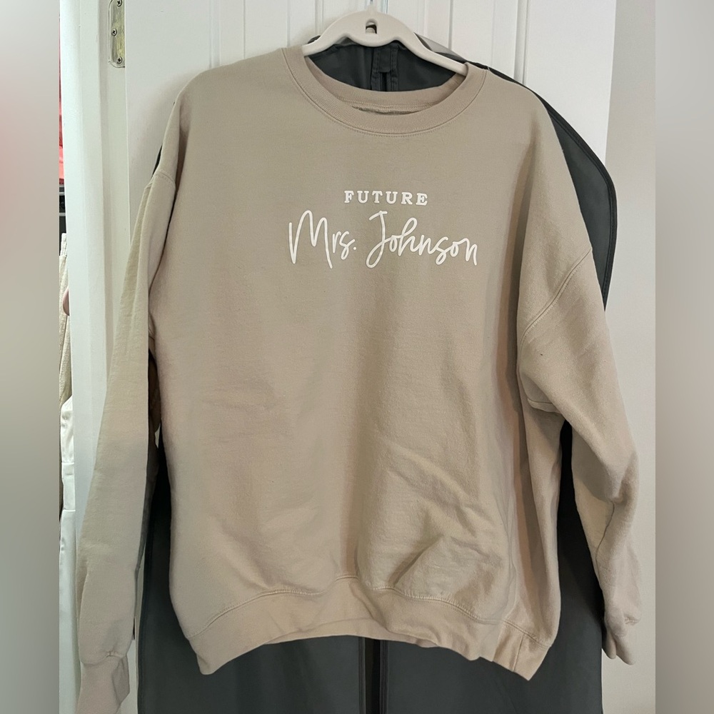 Tan “future Mrs. Johnson” crewneck sweatshirt size XL